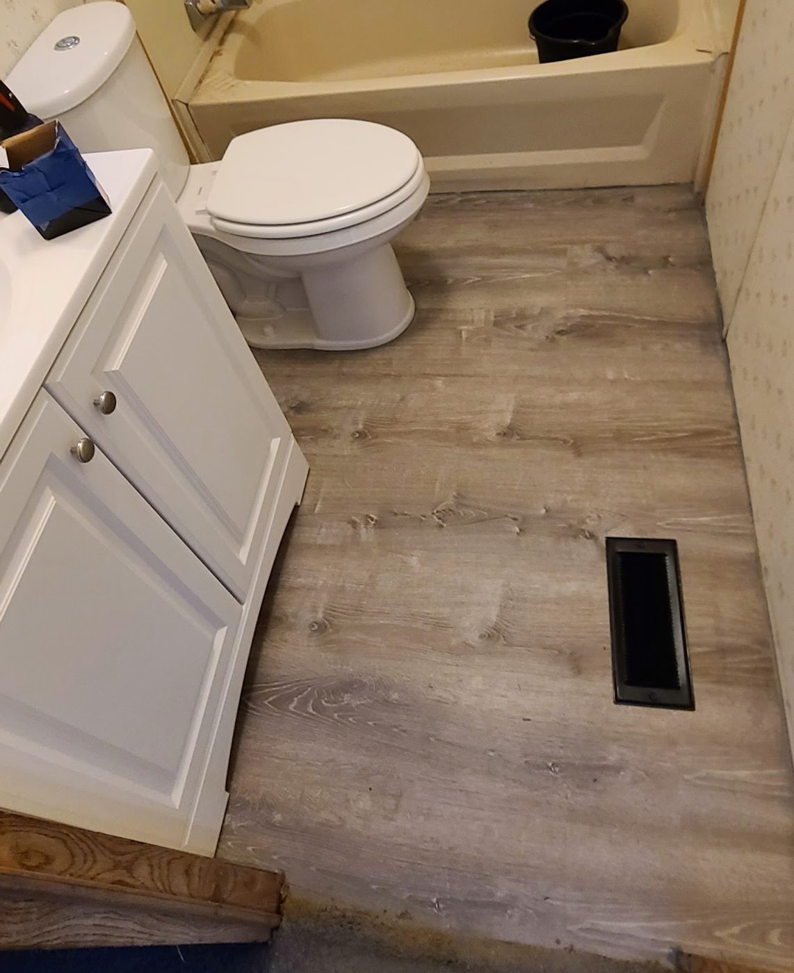 Bathroom vinyl-plank flooring