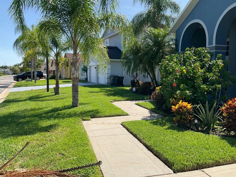 A landscaped yard maintained by GreenScape Landscaping in Orlando, Florida
