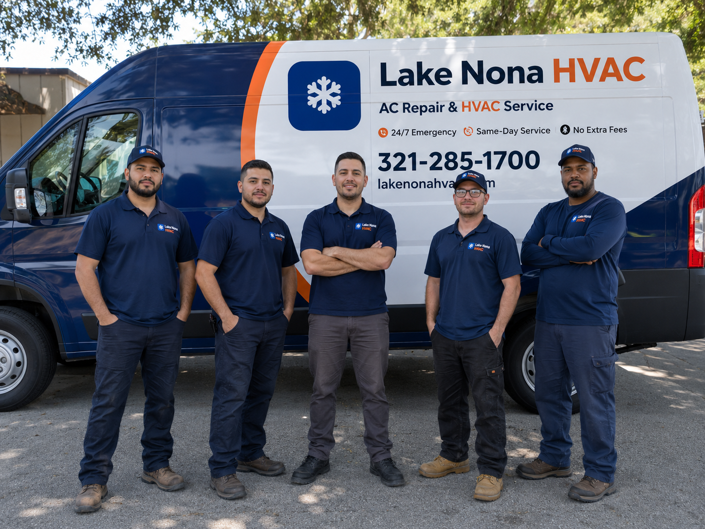 HVAC technician from Lake Nona HVAC servicing an air conditioning system in Orlando, Florida