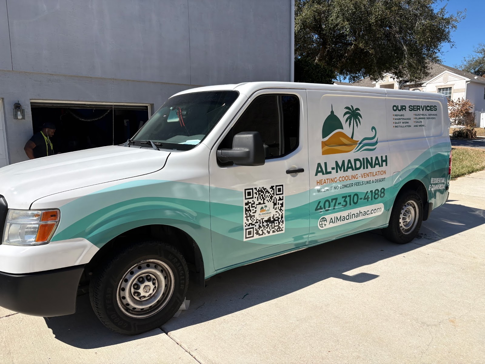 Meridian Air HVAC technician servicing a system in Orlando, Florida